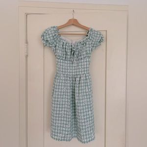Bonne Chance cottagecore green checkered picnic dress S